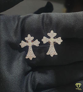 Korean Style Crystal Cross <b>Stud</b> Earrings Elegant Fashion Jewelry For Women Daily And Party Wear - Product Image 4