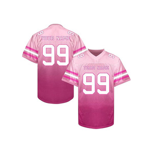 เสื้อฟุตบอลอเมริกันชายแบบสั่งทำ คอวี แขนสั้น ผ้าตาข่าย พิมพ์ลายสีม่วงเหลือง ชื่อทีมสั่งทำได้ตามต้องการ แบบ OEM - Product Image 3