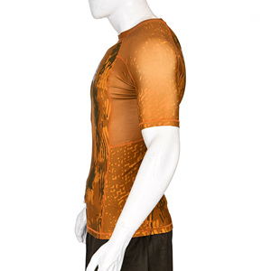 Custom Brown Rash Guard Short Sleeve Compression Shirt Sublimated <b>Print</b> MMA BJJ Grappling Gym Workout Base Layer Wholesale Bulk - Product Image 3