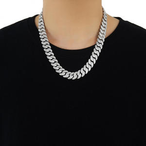 925 Sterling Silver <b>Iced</b> <b>Out</b> Hip Hop <b>Chain</b> Necklace with Lab Diamond Look Stones for Daily Wear and Party Available for Sale - Product Image 1