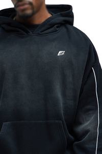 Unisex Solid Cotton Fleece Oversized Pullover Hoodies With Minimal Chest Logo High Street Vintage <b>Y2K</b> for OEM Private Label - Product Image 4