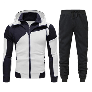 Men's Hooded Tracksuit Full <b>Zip</b> Color Blocking Sporty Casual Autumn Wear Regular Fit 100% Polyester Long Sleeve - Product Image 1