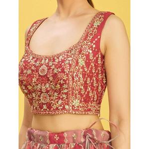 Ravissant miroir brun travail Organza Engagements Lehenga Choli - Product Image 4