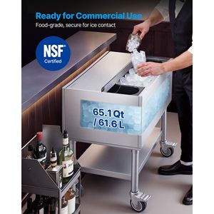 Contenitore per Ghiaccio Commerciale in Acciaio Inox con Coperchio Scorrevole, Capacità Massima 65,1 Qt, 24 X 19 X 35 Pollici, Vasche per Bevande con Portabottiglie - Product Image 2