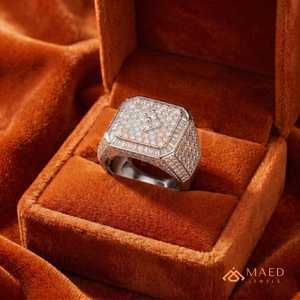 Men's Baguette Moissanite <b>Ring</b> Silver Tone <b>Iced</b> Out Hip Hop Statement <b>Ring</b> Round Cut Luxury Jewelry Gift Men - Product Image 3