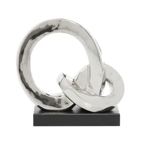 Contemporary Silver Plated Stainless Steel Circular Sculpture Art Decor for Home Decoration - Product Image 1