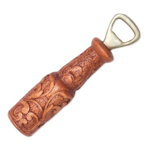 Wooden Floral Design <b>Engraved</b> Bottle Shape Bottle Opener Handmade Rustic Bar <b>Tool</b> For Kitchen Home Decor Unique Gift - Product Image 2