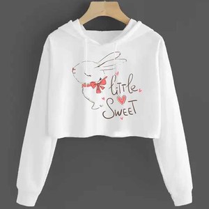 Women's Casual <b>Long</b> <b>Sleeve</b> Cropped Women's <b>White</b> Cropped Hoodie With Custom Print Casual Pullover Sweatshirt <b>Long</b> <b>Sleeve</b> - Product Image 5