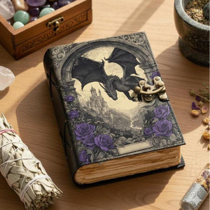Diario de cuero con estampado de dragón, libro pagano de fantasía oscura, papel con borde deshilachado antiguo, hechizo oculto hecho a mano, tapa dura - Product Image 2