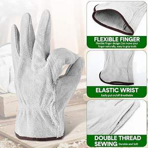 Guantes de Trabajo de Cuero Resistentes, Guantes de Conductor de Cuero Vacuno Duraderos para Uso en Construcción e Industrial, Fabricación al por Mayor - Product Image 4