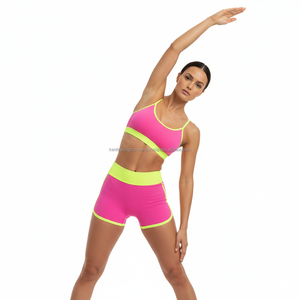 ชุดโยคะสีพื้นแบบพลัสไซส์สำหรับแบรนด์ส่วนตัว ชุดออกกำลังกาย เสื้อชั้นในกีฬา กางเกงขาสั้น สำหรับผู้หญิง ออกกำลังกาย ฟิตเนส แอคทีฟแวร์ รับผลิตแบบ OEM - Product Image 6