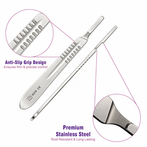 MJW INTERNATIONAL No. 4 mangores de bisturí quirúrgico de acero inoxidable reutilizables, instrumento quirúrgico manual para uso médico y clínico - Product Image 2