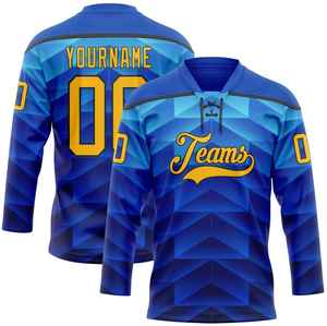 Maillot de hockey sur glace personnalisé OEM avec col en dentelle, nom et numéro entièrement imprimés par transfert thermique, 100% polyester respirant, séchage rapide pour l'hiver - Product Image 6