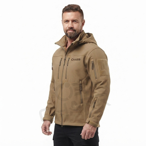 Customized Wholesale High Quality Sharkskin Soft Shell <b>Men's</b> <b>Jackets</b> <b>Camo</b> Hooded Fleece Waterproof Wind Wind Outdoor <b>Jacket</b> - Product Image 2