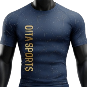 Ensemble de T-shirt et Short de Compression pour Hommes Bleu Marine et Or, Respirant, Extensible, Séchage Rapide, Fitness, Gym, Entraînement, Course à Pied, Sports Athlétiques - Product Image 3