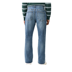 Jean en denim coupe droite pour homme, délavé moyen, coupe classique, décontracté, pour l'automne, en coton, couleur unie - Product Image 4