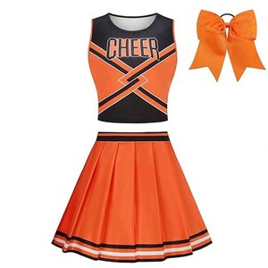 Uniforme de cheerleading personnalisé OEM pour femmes, ensemble 2 pièces, haut court et jupe, impression par sublimation, 100% polyester, sur mesure - Product Image 1