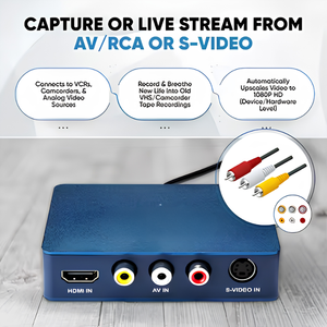 Carte de capture vidéo HDMI 4K avec streaming audio-vidéo 1080P, prise en charge RCA AV S-Video pour VHS, magnétoscope, caméscope et jeux - Product Image 5