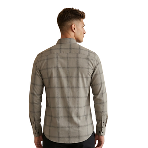 Taupe Brown Plaid <b>Men</b> <b>Flannel</b> <b>Shirt</b> Long Sleeve Button Checkered Casual Breathable Soft Brushed Fabric Summer Outdoor Streetwear - Product Image 2
