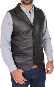 Gilet en cuir pour homme sur mesure, en cuir de vachette de qualité supérieure, élégant, prix de gros, confortable - Product Image 4