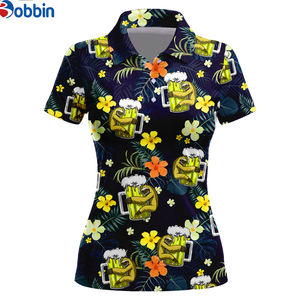 เสื้อผ้ากีฬาแฟชั่นผู้หญิง เสื้อถักนิตติ้ง ผ้าฝ้าย 100% ระบายอากาศได้ดี พิมพ์ลายดิจิทัล ปักลาย สวมใส่สบาย แขนสั้น เหมาะสำหรับเทนนิส กอล์ฟ - Product Image 5