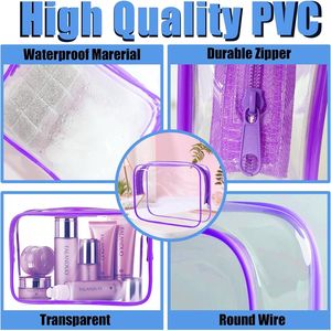 Set di 4 Borse Cosmetiche Trasparenti Approvate TSA, Organizer Impermeabile con Cerniera per Trucchi e Articoli da Toilette - Product Image 3