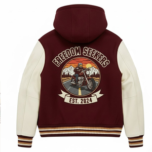 Wholesale Embroidery Letterman Varsity Jacket For <b>Boys</b> Winter Thick Men Hooded Varsity Jacket For Outdoor Wear - Product Image 2