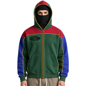 Fabricant de sweats à capuche zippés pour hommes avec couleurs contrastées, en molleton de coton premium, logo personnalisé, vêtements décontractés, fournisseur B2B - Product Image 4