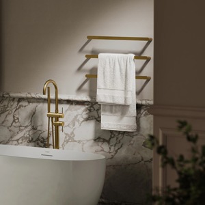 Stainless Steel Bathroom <b>Towel</b> Rack Double <b>Rail</b> <b>Wall</b> <b>Mounted</b> Metal Holder - Product Image 1