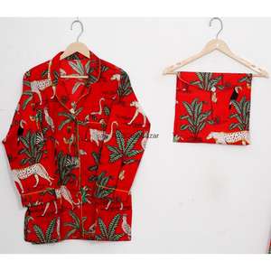 Ensemble de pyjama décontracté de luxe pour femmes, 100% coton, manches longues, imprimé floral numérique, taille élastique, col rabattu, pour le printemps et l'été - Product Image 2