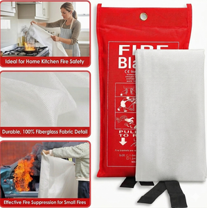 Couverture anti-feu 6FT x 6FT en fibre de verre enduite, résistante à la chaleur, avec bandes de traction et sac de rangement rouge - Product Image 5