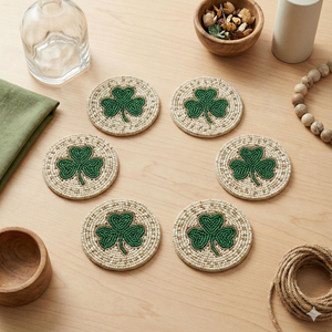 Ensemble de dessous-de-verre en perles de rocaille faites à la main, motifs tissés uniques pour le thé, le café, parfait comme tapis ou sous-verre - Product Image 1