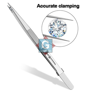 Stainless Steel Tweezers With <b>Slide</b> Lock Smooth Tip For Jewelry Making Non Magnetic Industrial Grade - Product Image 2