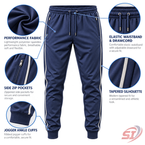 Pantalones Deportivos Navy Track Jogger, Pantalones de Entrenamiento Atlético Ligeros Personalizados, Venta al Por Mayor OEM ODM - Product Image 5