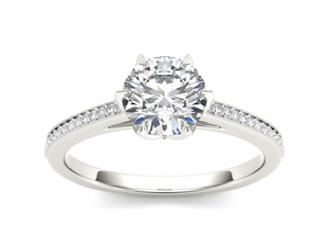 Anillo de Oro de 14K con Seis Puntas y Diamante Cultivado en Laboratorio de Corte Redondo de 1 Quilate, Certificado por IGI, Color E, Claridad VS1, para Boda, Compromiso o Aniversario - Product Image 4