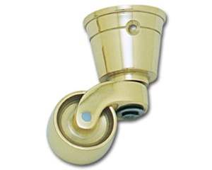 Roulettes en laiton antique vintage robustes avec roue en porcelaine pour quincaillerie - Product Image 3