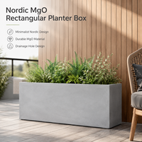 Jardinières rectangulaires longues, style béton moderne, bacs à fleurs durables en fibre-ciment pour la décoration des trottoirs et des balcons