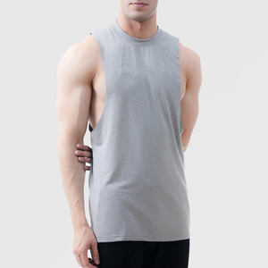 Men's Customized Color Sleeveless Tank <b>Top</b> Crew Neck Solid Casual Knitted Polyester/Cotton Blend Breathable Quick Dry - Product Image 5