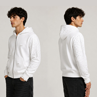 Sweat à capuche zippé personnalisé, oversize, effet délavé, avec strass, 100% coton, doux, écologique, tissu à séchage rapide, effet soleil éclairé, unisexe, style streetwear