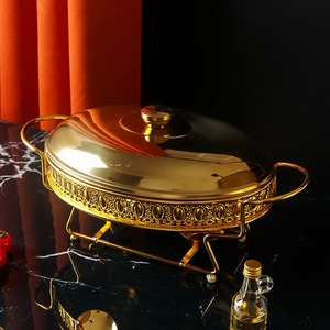 Réchaud de buffet en acier inoxydable avec bac à eau et couvercle pour hôtels, restaurants, traiteurs, buffets et banquets - Product Image 6
