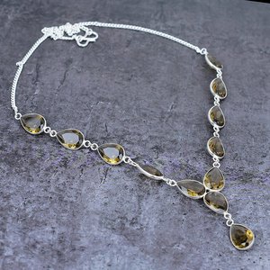 Collier en argent plaqué 925 avec topaze fumée, sertie en clos, forme poire romantique, pierre précieuse marron, cadeau de fiançailles pour femme, sœur - Product Image 2