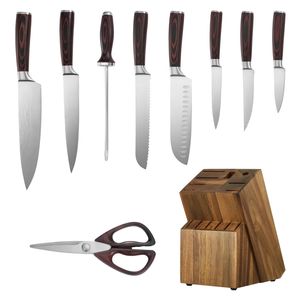 Set di 15 Coltelli da Cucina in Acciaio Inossidabile ad Alto Contenuto di Carbonio con Blocco Affilacoltelli, Resistente alla Ruggine - Product Image 6