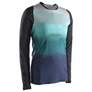 Ensemble de maillot de motocross pour femmes à manches longues, dégradé bleu noir, polyester respirant, équipement de course tout-terrain, toutes saisons - Product Image 5