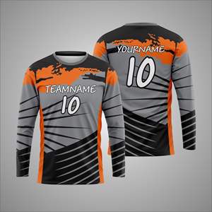 Camiseta deportiva de manga larga con sublimación personalizada – Camiseta de entrenamiento atlético con impresión de número y nombre de equipo personalizados - Product Image 1