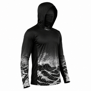 Chemise de pêche à manches longues, imperméable, en polyester, avec capuche, motif camouflage, jersey à transfert thermique, séchage rapide, unisexe, poche avant - Product Image 2