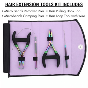 Kit d'application d'extensions capillaires pour salon : Pince à micro-perles, crochet de tirage, applicateur de boucles de fil - Product Image 2