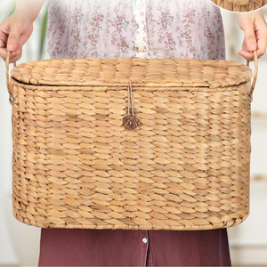 Paniers de rangement tissés en jacinthe d'eau naturelle pour papier toilette, avec poignées, en gros, du Vietnam - Product Image 3