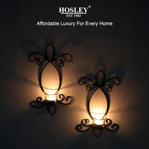 Black Iron Wall <b>Candle</b> <b>Sconces</b> with Glass Rustic Vintage Decor - Product Image 3