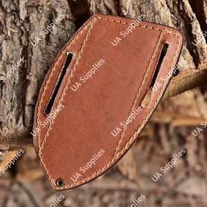 Funda para cuchillo de pescado plegable cosida a mano, de cuero genuino, con soporte horizontal inclinado para cinturón, protector de caza hecho a mano y personalizado - Product Image 6