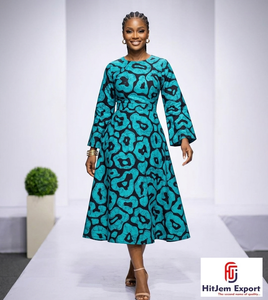 Tela africana estampada en cera de primera calidad, 100% algodón, para vestidos Ankara, producción de ropa en Ghana, etiqueta textil con estampado africano - Product Image 1